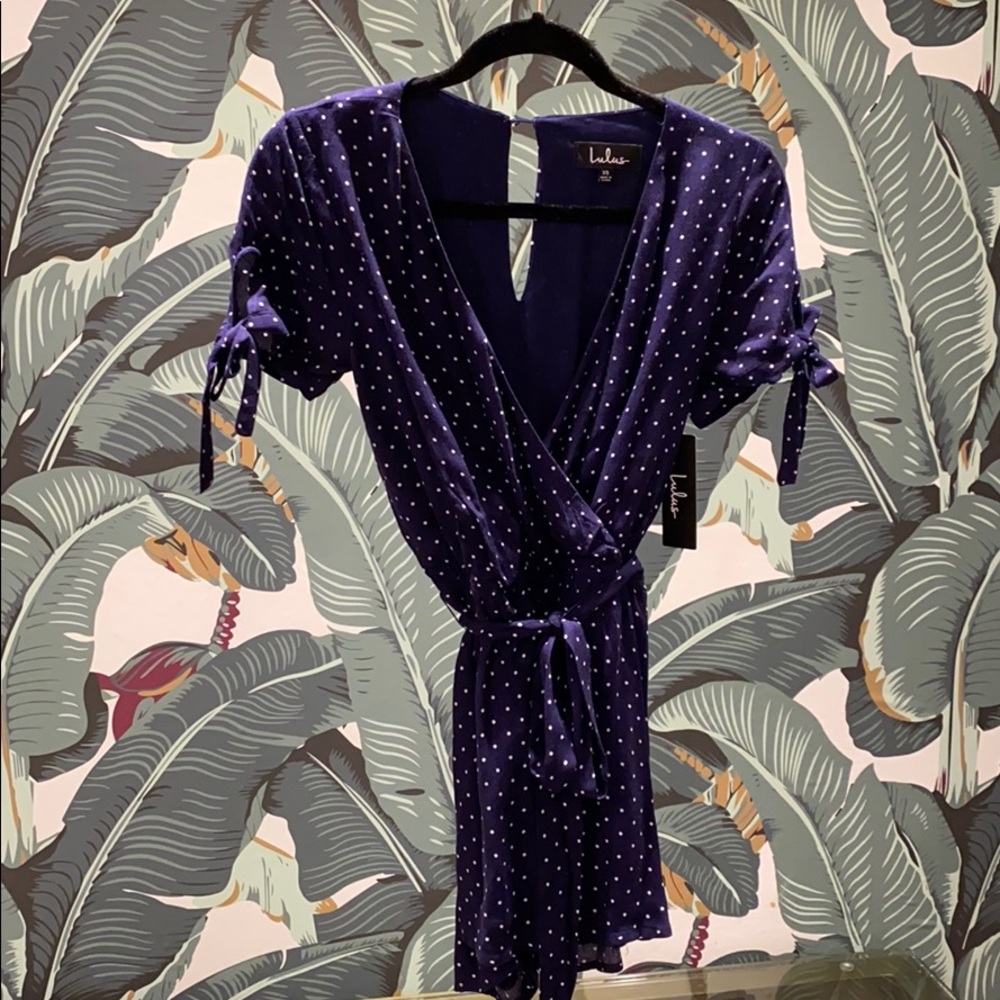 NWT Lulus blue polka dot romper